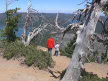 On top of Paulina Peak looking at the obsidian lava flow far below